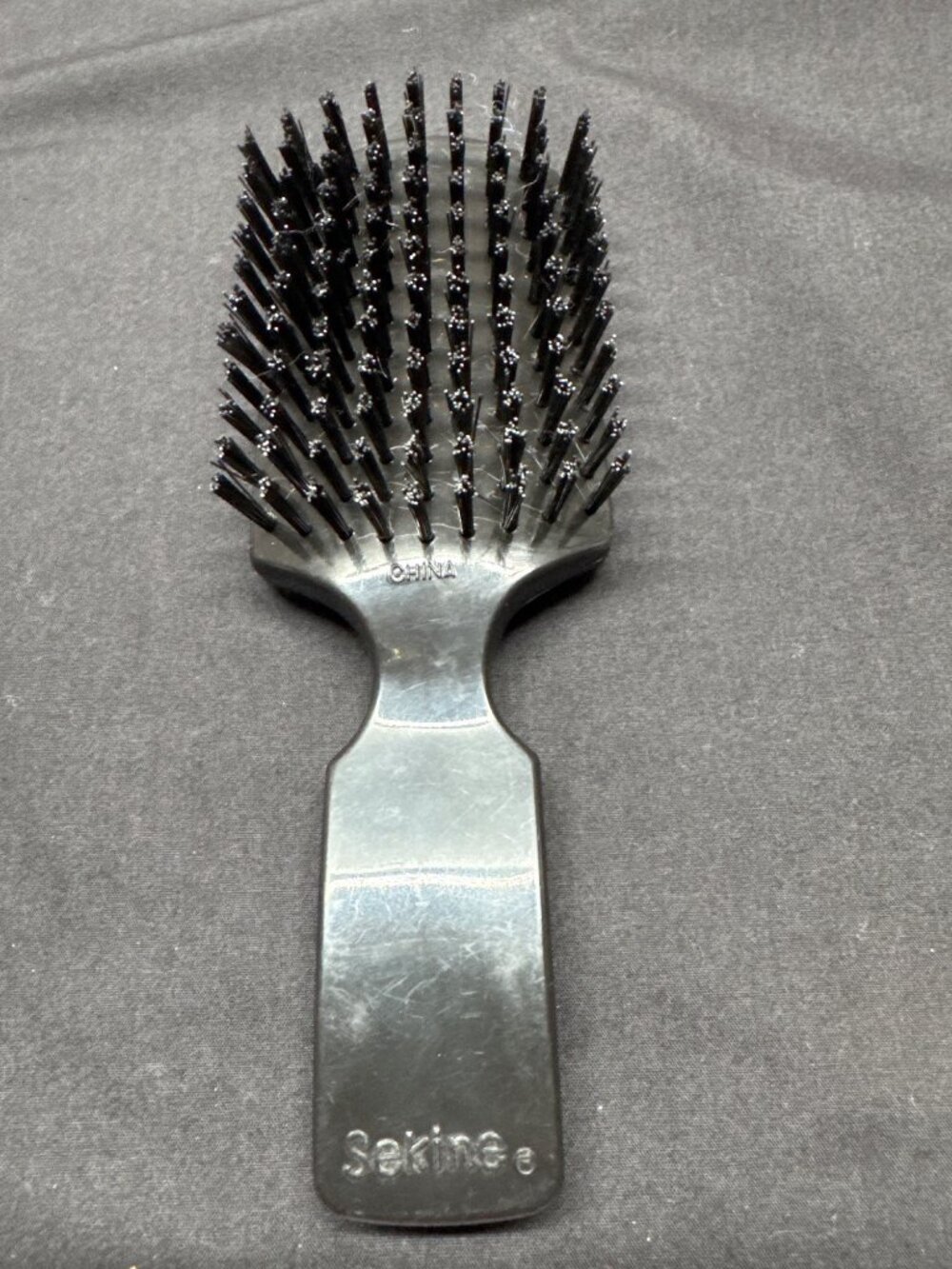 VTG Sekine Black Paddle Hair Brush With Synthetic Bristles 12 Inches Long Made I
